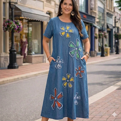 Уникален МАКСИ модел рокля ДЕНИМ