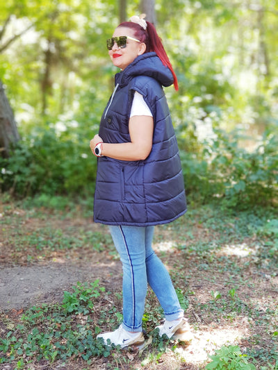 МАКСИ ЕЛЕЦИ С КАЧУЛКА В ЧЕРНО И ТЪМНО СИНЬО