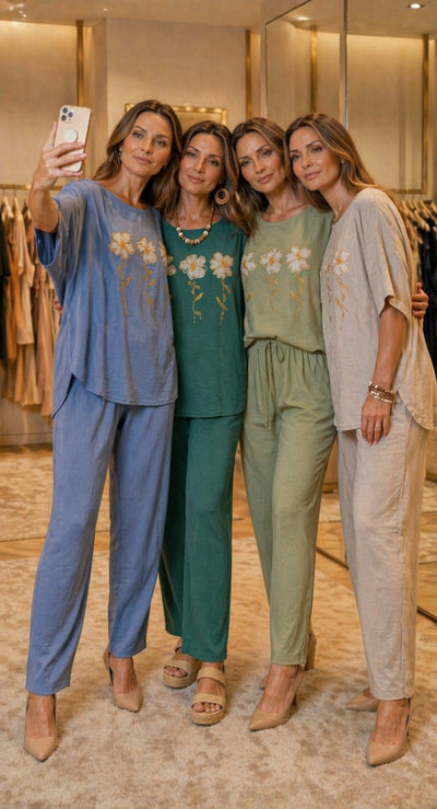 МАКСИ ЕЛЕГАНТЕН КОМПЛЕКТ С ФЛОРАЛНИ МОТИВИ