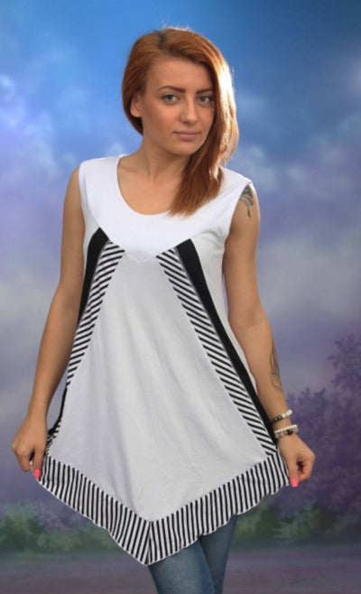 Потник -туника в бяло и синьо