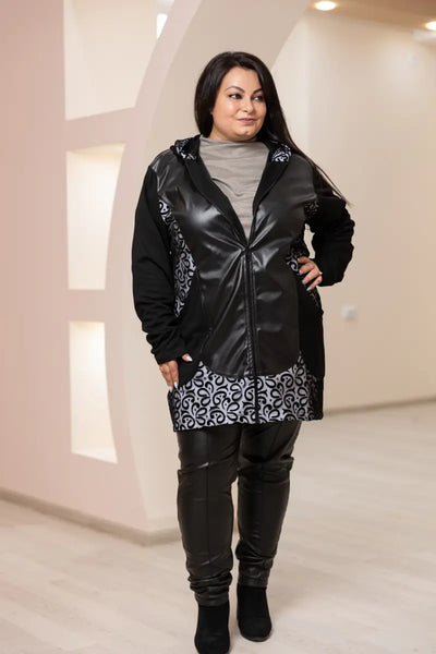 Жилетка с кожа и дантела