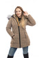 Дълго яке с естествен пух качулка, цвят КАФЕ и МОКА