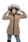 Дълго яке с естествен пух качулка, цвят КАФЕ и МОКА