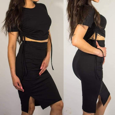 Комплект пола и блуза с връзки